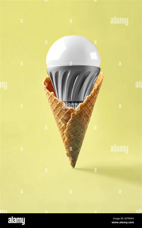 Led Lamp In Ice Cream Cone Innovation Concept Stock Photo Alamy