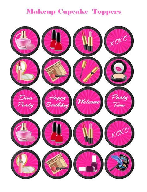 Makeup Party Cupcake Toppers Makeupview Co