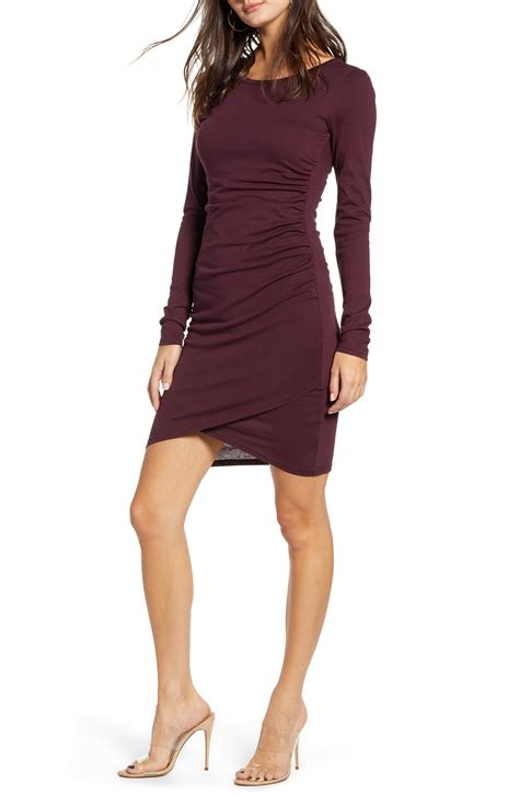 Leith Ruched Long Sleeve Dress Nordstrom Dresses Dresses