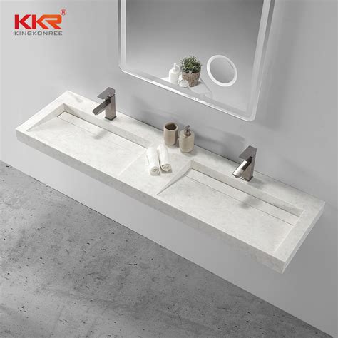 Marble Color Luxury Double Sink Small Slope Wall Hung Basin Kkr