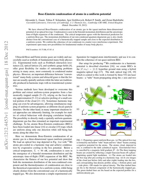 PDF Bose Einstein Condensation Of Atoms In A Uniform Potential