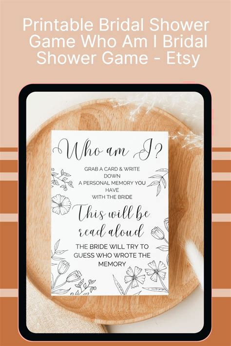 Printable Bridal Shower Game Who Am I Bridal Shower Game Minimalist Wedding Shower Instant