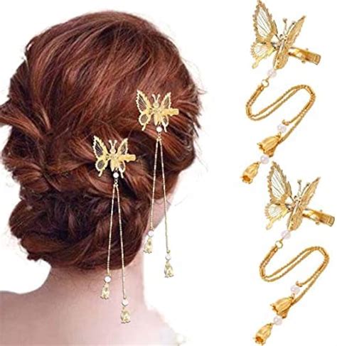 Shendaf X Elegant Tassel Butterfly Hairpin Metal Tassel Long Hair