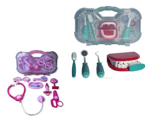 Maleta Kit Dentista Verde E Maleta Kit Medico Rosa Odontologia