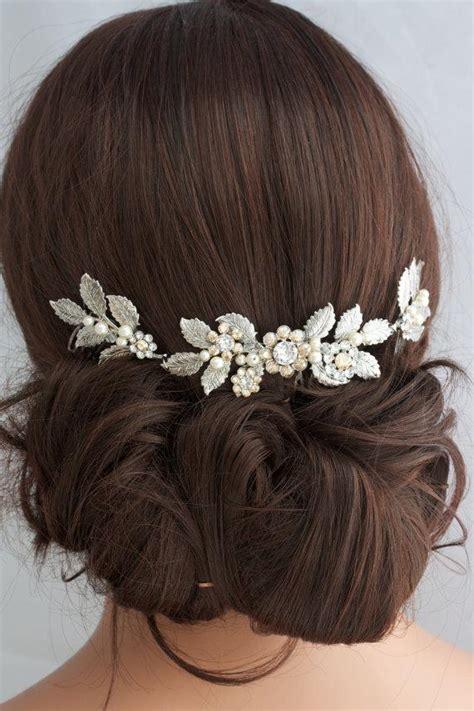 Antique Silver Wedding Hair Accessory Leaf Hair Vine Headpiece Bridal