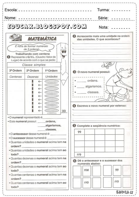 Atividade Sobre Numeral 4 Ano - Atividade Numeral 4 Ano Com Gabarito
