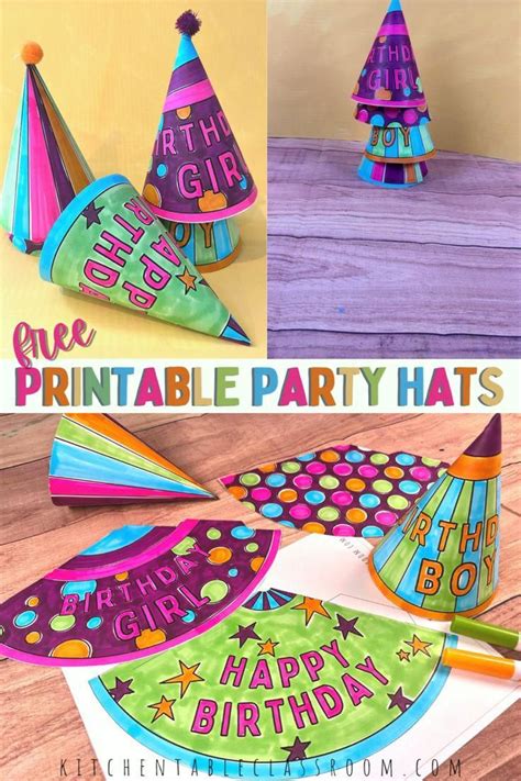 Printable Party Hats Six Free Hat Templates The Kitchen Table