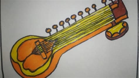 How To Draw Sitar Step By Step।।vasant Panchami।।musical Instrument