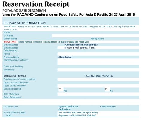 Free Sample Advance Booking Receipt Templates Printable Samples