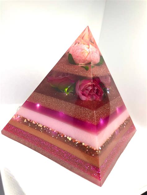 Pink Rose Resin Pyramid Night Light Night Light Rose Gold Etsy