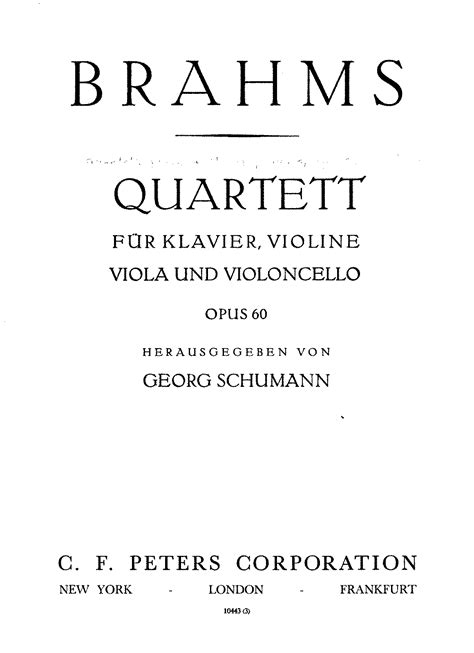 Piano Quartet No3 Op60 Brahms Johannes Imslp Free Sheet Music