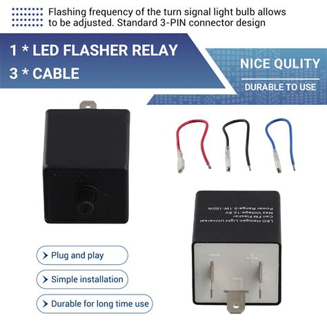 LED Flasher Relay 12V 3 PIN Adjustable LED Flasher Relay Turn