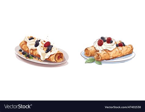 Wafer Crispy Tube Cannoli With Filling Royalty Free Vector