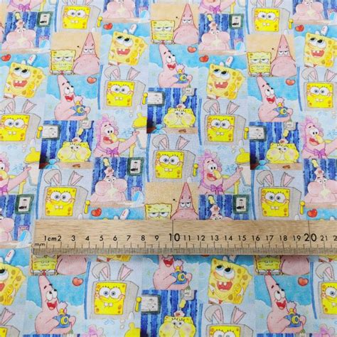 Cotton Fabric Spongebob Width 150cm Shopee Malaysia