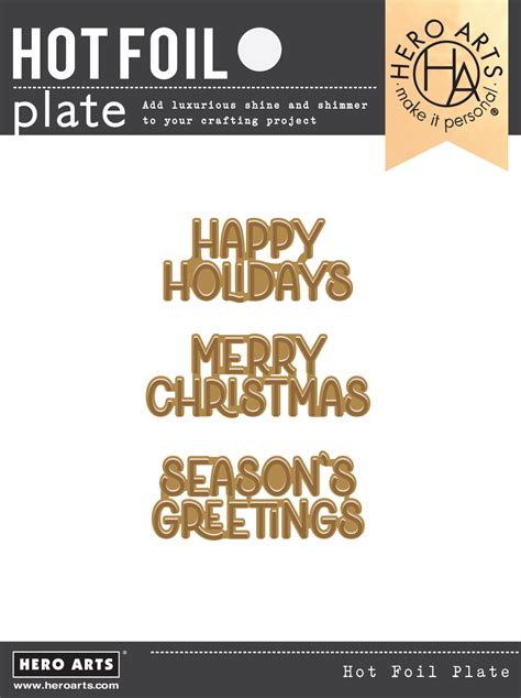 HERO ARTS Three Holiday Messages Hot Foil Plate B Creative Escape