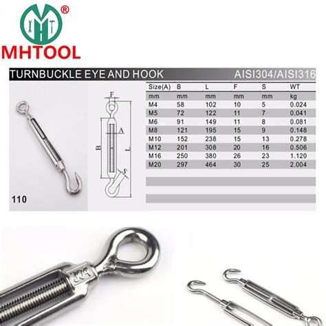 Din Standard Stainless Steel Wire Rope Turnbuckle Fastener With Eye