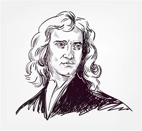 Isaac Newton Vector Sketch Style Portrait Editorial Stock Photo