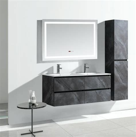 Set Mobile Arredo Bagno Roma Stone Con Doppio Lavabo Color Grigio