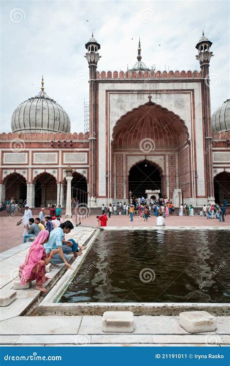 Minaret De Jama Masjid La Plus Grande Mosqu E De L Inde Photo