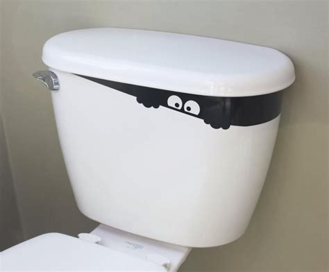 Toilet Tank Peeping Monster Decal Etsy In 2020 Toilet Tank Black