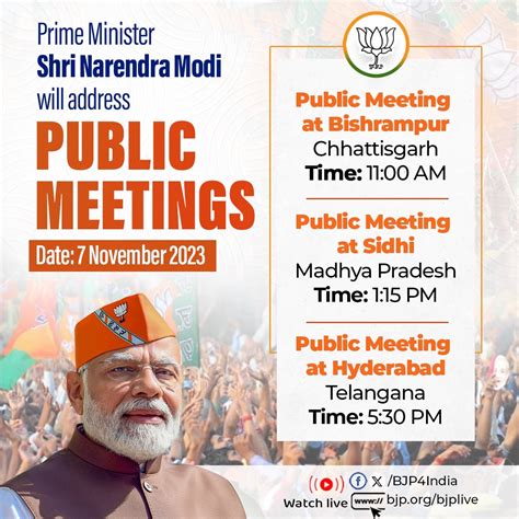 Pm Shri Narendra Modi Will Address Public Meetings On November