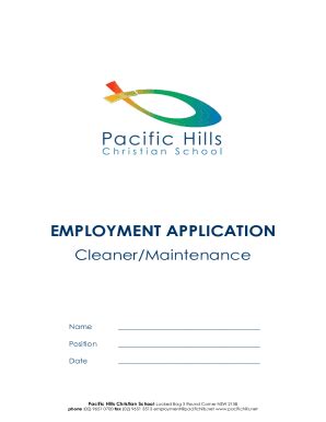 Fillable Online Employment Application Cleaner Maintenance Fax Email