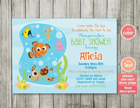 Baby Shower Invitation Ocean Invitation Finding Nemo Nemo