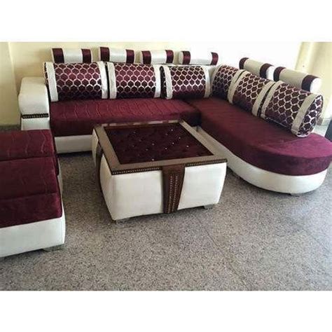 Wooden Modern Purple L Shaped Corner Sofa Set For Home Living Room At