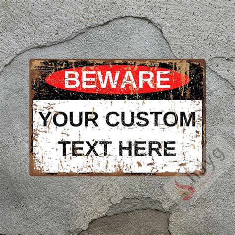 Rusty Custom Caution Metal Sign Antique Beware Sign Vintage Outdoor