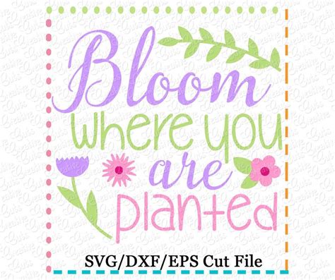 Bloom Where You Are Planted Cutting File SVG DXF EPS Creative Appliques