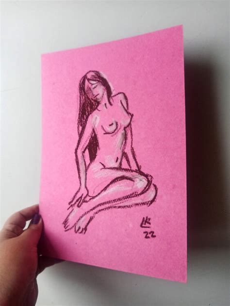 Beautiful Nude Woman Sitting By Lada Kholosho 2022 Drawing Pastel