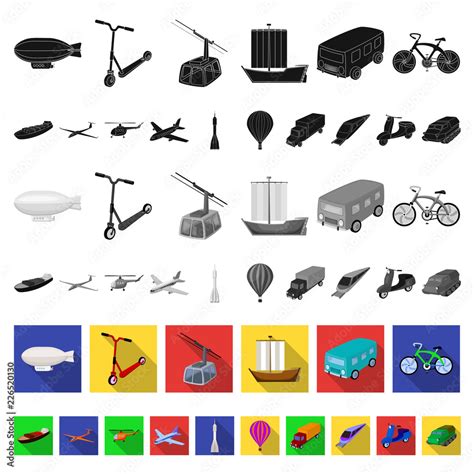 Different types of transport flat icons in set collection for design ...