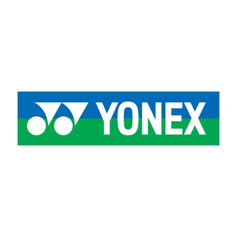 the yonex logo is blue and green with white letters on it's side