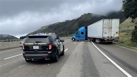 Jack Knifed Semi Truck Backs Up Traffic On Cuesta Grade