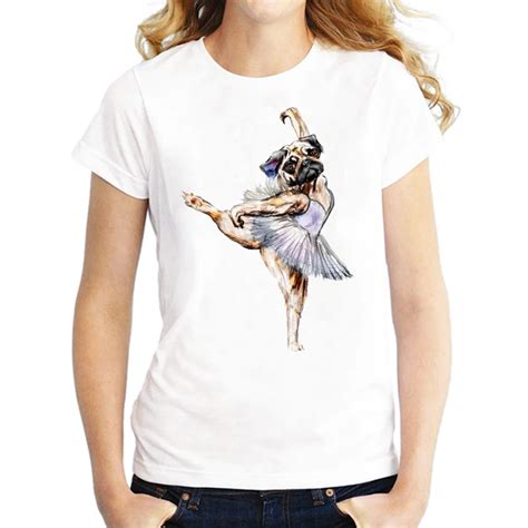 Brand Clothing Funny Cool Style t shirts Pug Ballerina Dabbing Printed ...