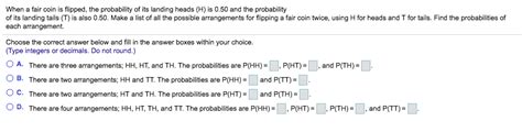 Solved When a fair coin is flipped, the probability of its | Chegg.com