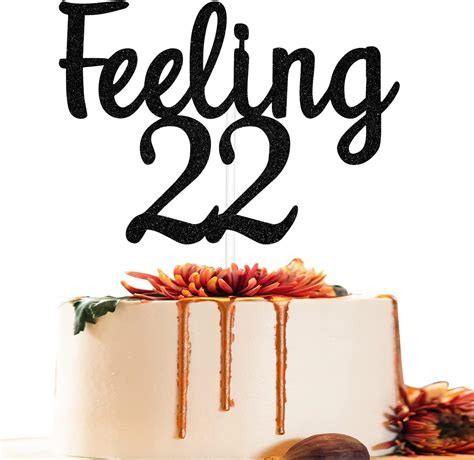 Black Glitter Feeling 22 Cake Topper 22nd Birthday 22