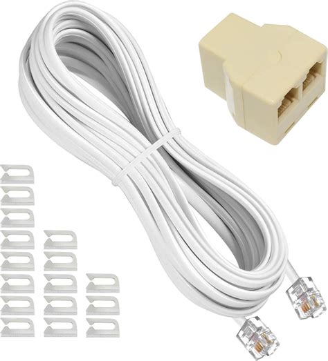 Telephone Extension Line Cord Cable Wire Land Phone Line White 25ft Standard