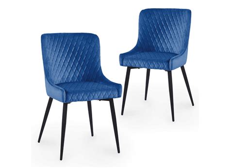 Lot De 2 Chaises Design En Velours Bleu JENNY DECOINPARIS