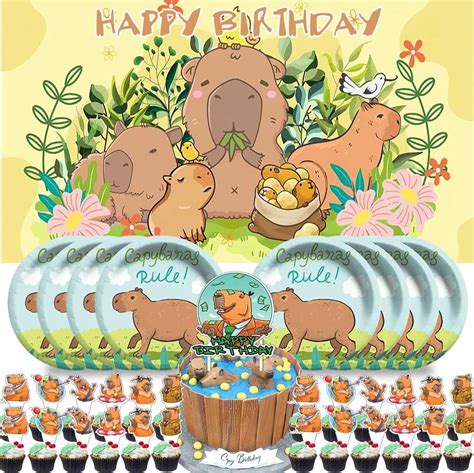 Capybara Party Supplies Plates Decorations Birthday Cake