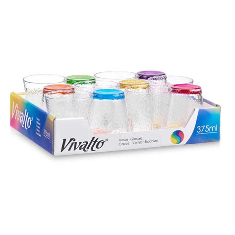 Vivalto Waterglazen Drinkglazen 12x Kleurenmix 375 Ml 10 Cm