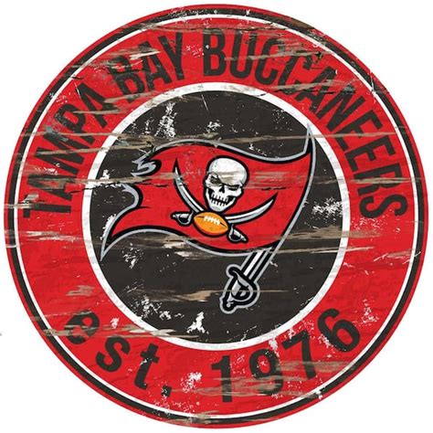 Adventure Furniture 24 Nfl Tampa Bay Buccaneers Round Distressed Sign N0659 Tbb The Home Depot