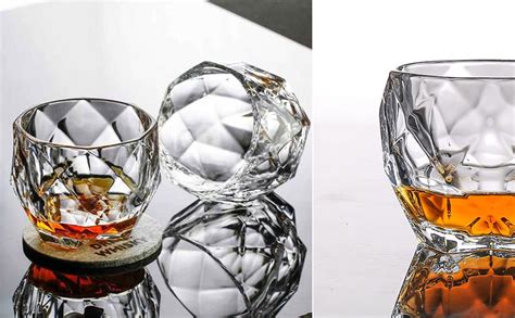 Vilon Italian Premium Unique Daiamond Shaped Whiskey Glass Unique Cool Crystal Rocks Whiskey