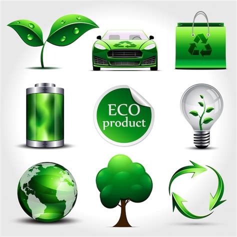 Conjunto De Iconos De Ecología Vector Premium