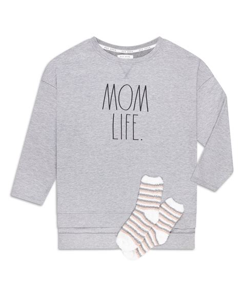 Rae Dunn Womens Plus Size Tunic Sweatshirt With Socks Sweatshirt