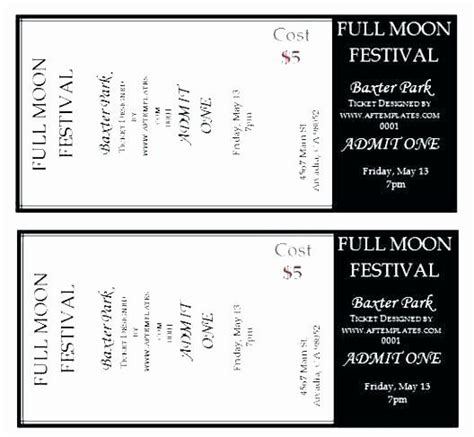 Two Black And White Tickets With The Words Full Moon Festival Written