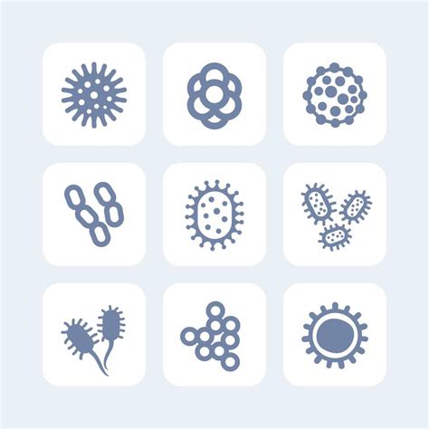 Bacteria Microbes And Viruses Icons Set On White 5466992 Vector Art At