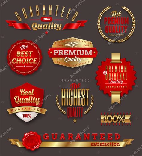 Set Of Premium And Quality Golden Labels Stock Vector Image By ©s E R G O