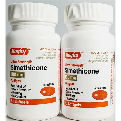 Simethicone 180 Mg 60 Softgels Each 1 2 Or 3 Pack By Rugby