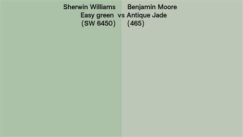 Sherwin Williams Easy Green SW 6450 Vs Benjamin Moore Antique Jade